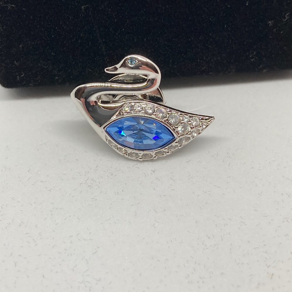 CLOSEOUT Set of 8 Swarovski Aqua Crystal Pin with Velvet Keepsake Bag